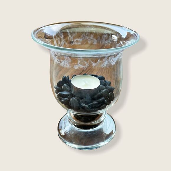 Vintage 90s Glass Candle Holder/ Vase - Picture 1 of 8